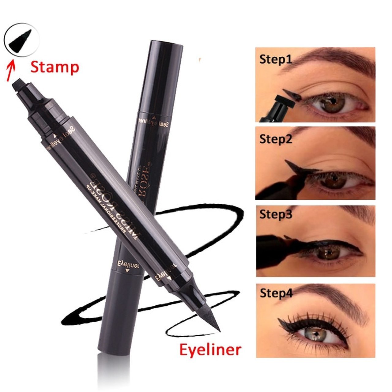 Eyeliner with wing stamp