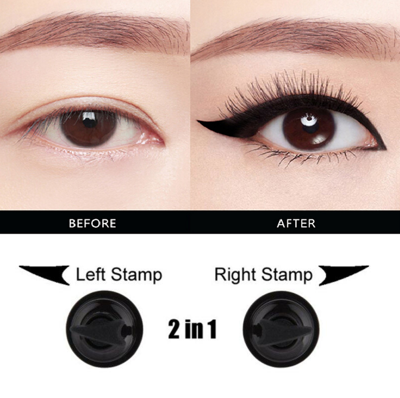 Before And After Use of Eyeliner Wing Stamp 